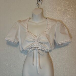 Spieth & Wensky white puff sleeves peasant bodice dirndl blouse top large